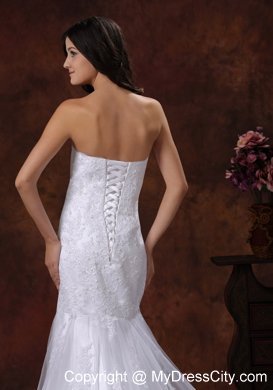 Mermaid Strapless Court Train Lace Luxurious 2013 Wedding Dress