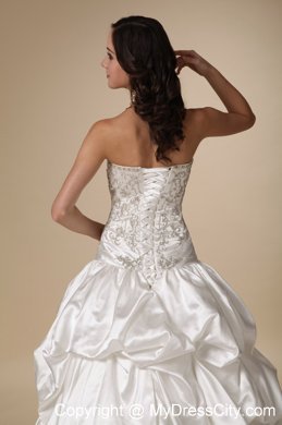 A-line Chapel Train Taffeta Beading and Pick-ups Decorate Wedding Dresses