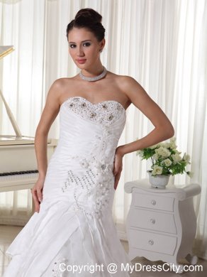 Court Train Beading and Layers Decorate Wedding Gown with Sweetheart