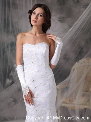 Trumpet Sweetheart Beading Lace Flower Court Train Bridal Gown