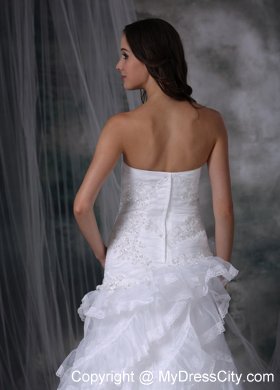 Sweetheart Court Train Appliques and Ruffles Wedding Dresses