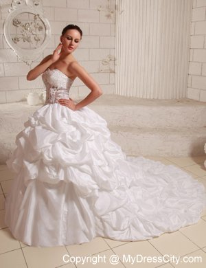 Appliques Transparent Waist Pick-ups Wedding Gowns With Chapel Train