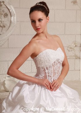 Appliques Transparent Waist Pick-ups Wedding Gowns With Chapel Train