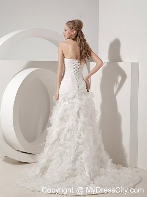 Ruching Mermaid Ruffles Decorate Court Train Wedding Dress