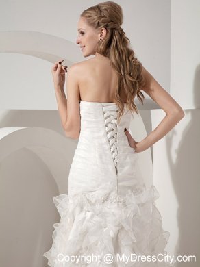 Ruching Mermaid Ruffles Decorate Court Train Wedding Dress