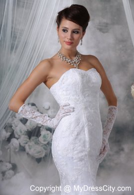 Lace Decorate Mermaid Court Train SweetheartWedding Dress