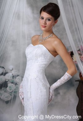 Lace Decorate Mermaid Court Train SweetheartWedding Dress