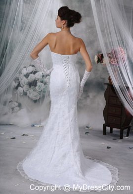 Lace Decorate Mermaid Court Train SweetheartWedding Dress