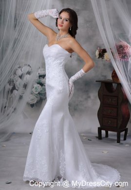 Lace Decorate Bodice Ruched Sweetheart Mermaid Bridal Dresses