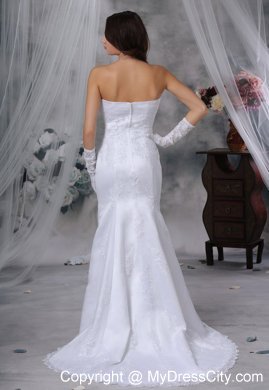 Lace Decorate Bodice Ruched Sweetheart Mermaid Bridal Dresses