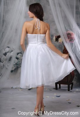 Spaghetti Strap Haltered 2013 Short Wedding Dress with Ruched Bodice