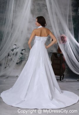 Halter Pick-ups Decorate Bust Chapel Train Wedding Dress For 2013