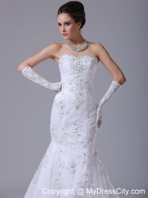 Lace with Beading Sweetheart Mermaid Dress for Wedding Ceremony