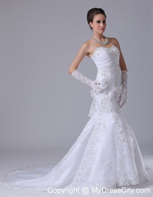 Lace with Beading Sweetheart Mermaid Dress for Wedding Ceremony