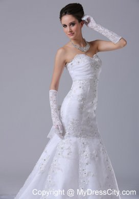 Lace with Beading Sweetheart Mermaid Dress for Wedding Ceremony