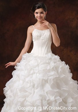 Spaghetti Straps Beaded Corset Ruffled Wedding Gown For 2013