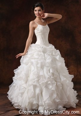 Spaghetti Straps Beaded Corset Ruffled Wedding Gown For 2013