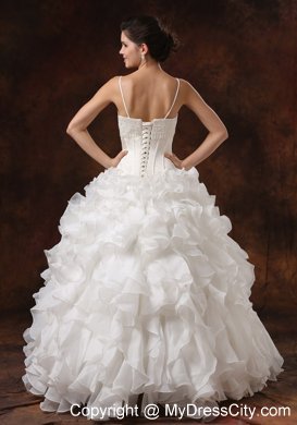 Spaghetti Straps Beaded Corset Ruffled Wedding Gown For 2013