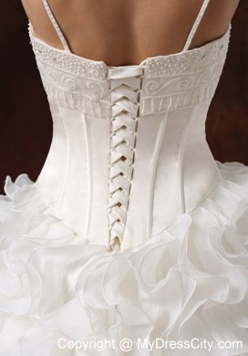 Spaghetti Straps Beaded Corset Ruffled Wedding Gown For 2013