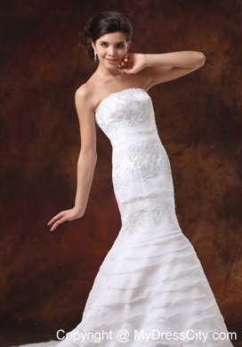 Embroidery Decorate Bodice Organza Layered Wedding Dress