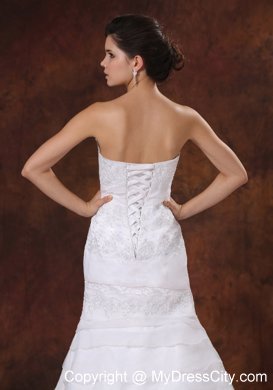 Embroidery Decorate Bodice Organza Layered Wedding Dress