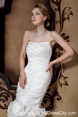 Cool Neckline Mermaid Bridal Gown with Flowers Embellished Skirt