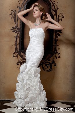 Cool Neckline Mermaid Bridal Gown with Flowers Embellished Skirt