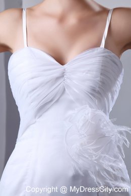 Satin Spaghetti Straps Mermaid Wedding Dress with Organza Ruffles