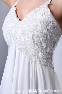 Appliques Decorate Maternity Wedding Dress with Spaghetti Straps