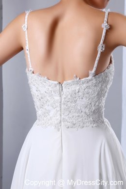 Appliques Decorate Maternity Wedding Dress with Spaghetti Straps