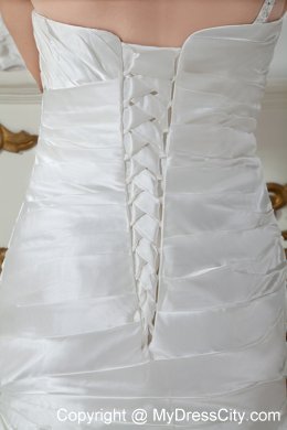 Applique Embellished One Shoulder Ruched Mermaid Wedding Dress