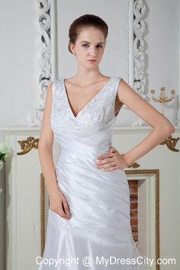 2013 Wholesale Price Mermaid V-neck Court Train Appliques Wedding Dress