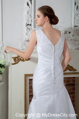 2013 Wholesale Price Mermaid V-neck Court Train Appliques Wedding Dress