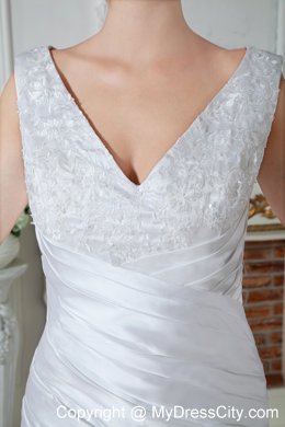 2013 Wholesale Price Mermaid V-neck Court Train Appliques Wedding Dress