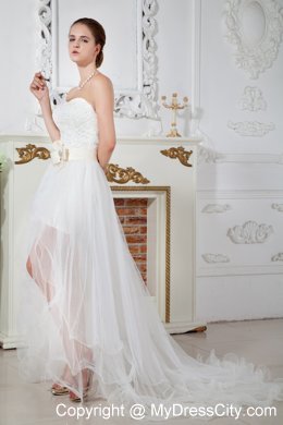 Gorgeous Empire Sweetheart Court Train Organza Beaded Wedding Dresses