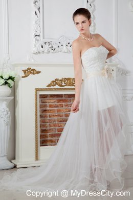 Gorgeous Empire Sweetheart Court Train Organza Beaded Wedding Dresses