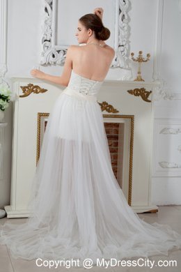 Gorgeous Empire Sweetheart Court Train Organza Beaded Wedding Dresses