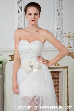 Gorgeous Empire Sweetheart Court Train Organza Beaded Wedding Dresses