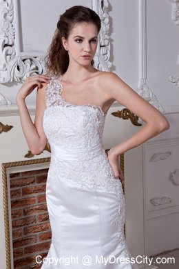 2013 Mermaid One Lace Shoulder Beading and Embroidery Wedding Dress