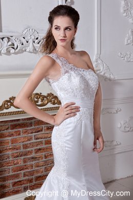 2013 Mermaid One Lace Shoulder Beading and Embroidery Wedding Dress