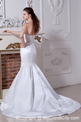 2013 Mermaid One Lace Shoulder Beading and Embroidery Wedding Dress