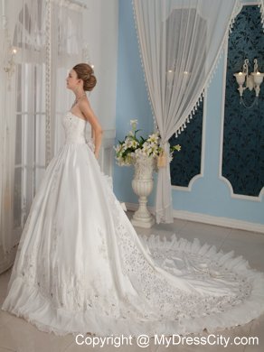 Perfect Princess Strapless Beading Cathedral Train Bridal Gowns under 300