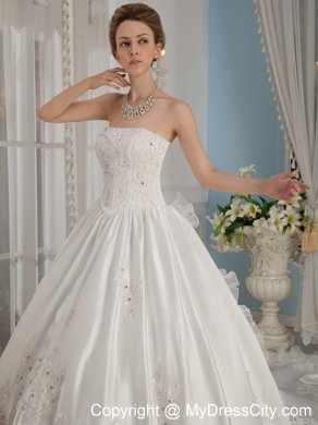 Perfect Princess Strapless Beading Cathedral Train Bridal Gowns under 300