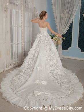 Perfect Princess Strapless Beading Cathedral Train Bridal Gowns under 300