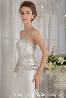 Pretty Sheathy Trumpet Sweetheart Beading Wedding Dress with Court Train