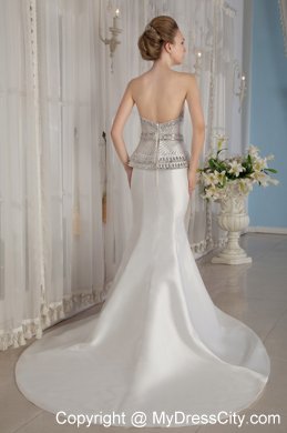 Pretty Sheathy Trumpet Sweetheart Beading Wedding Dress with Court Train