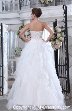 2014 Sweet A-line Strapless Brush Train Beaded Appliques Wedding Dress