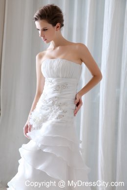 Fashionable A-Line Strapless Organza Beading and Ruching Bridal Gowns