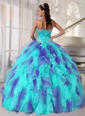 Ball Gown Sweetheart Organza 2014 Quinceanera Dresses with Appliques