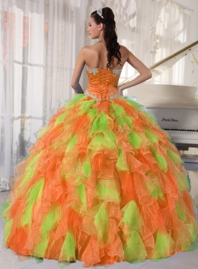 Hand Made Flowers and Ruffles Sweetheart Best Quinceanera Dresses